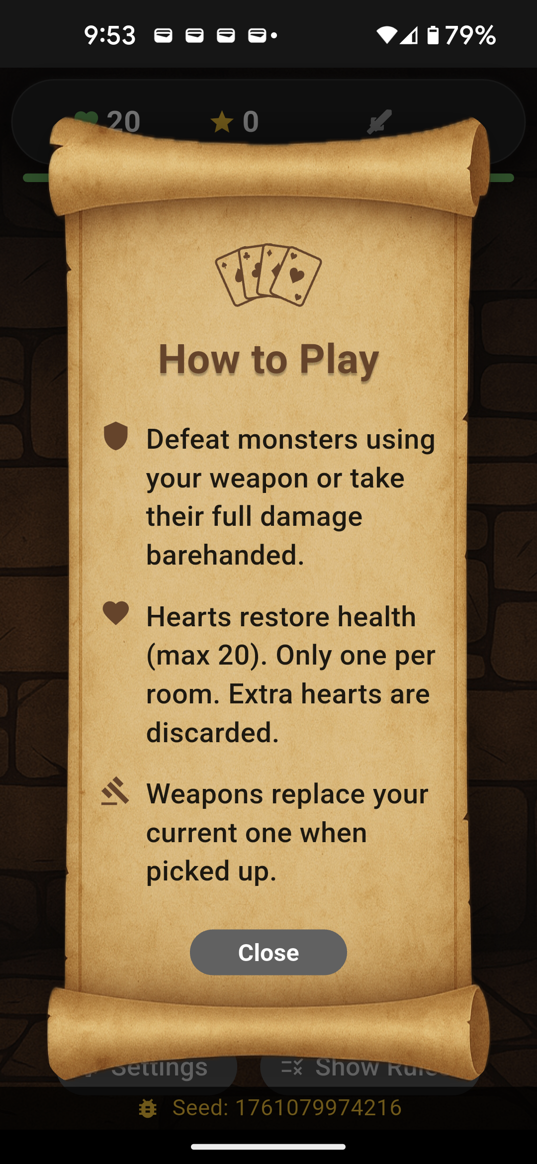 How to play tutorial screen