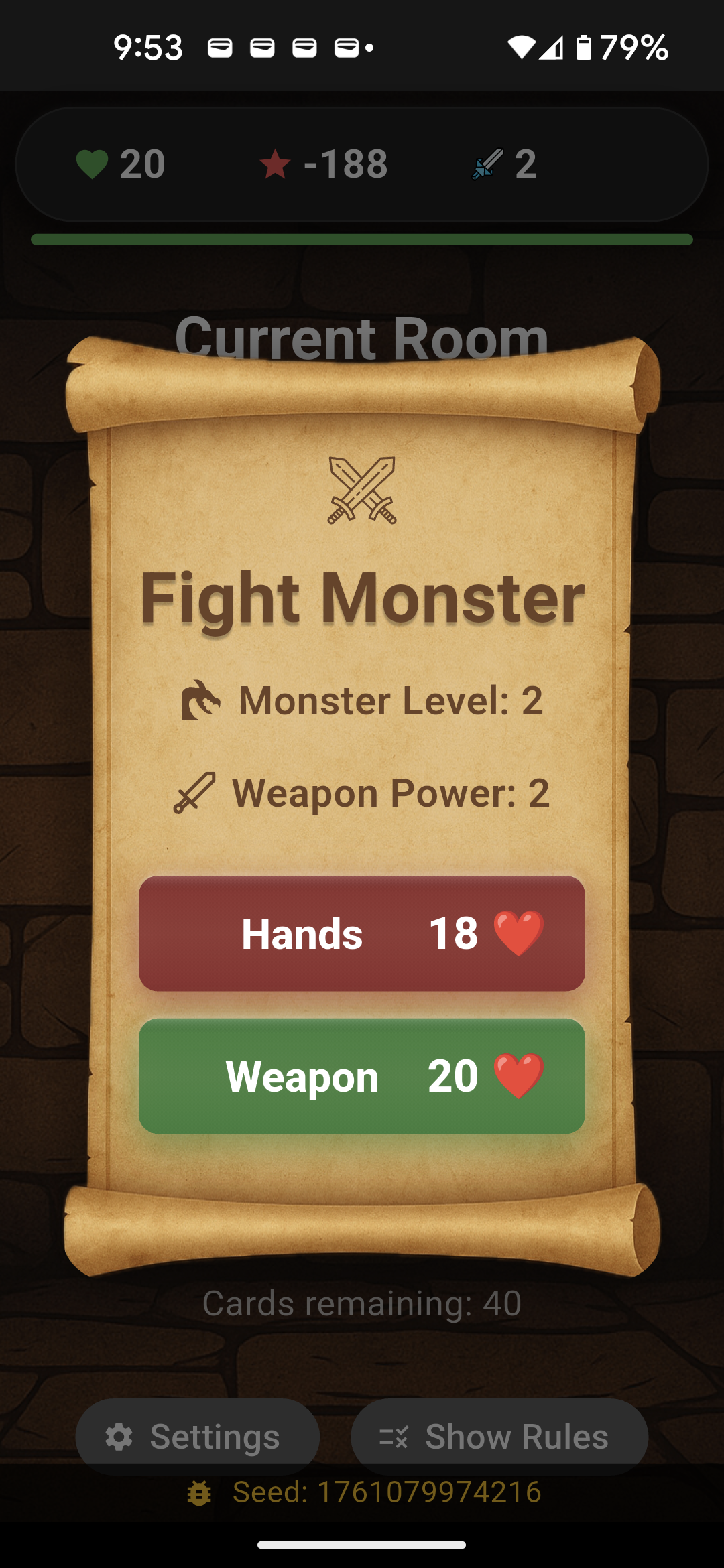 Monster dialog screen